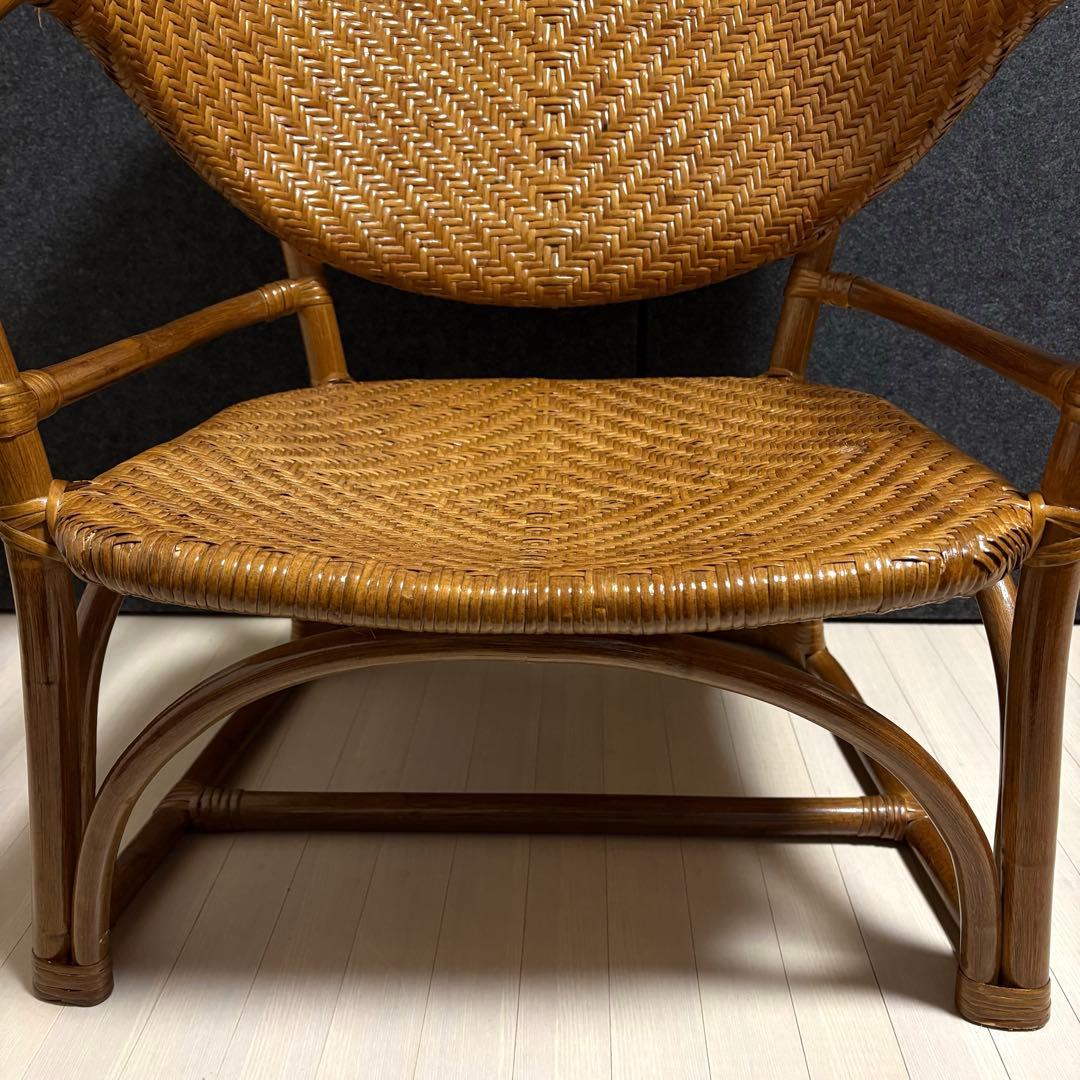 山下工芸　ラタン　籐　アームチェア　ラタンチェア　ガーデンチェア　レトロ