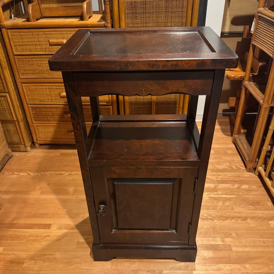 北海道民芸家具 カバ無垢材 ヴィンテージ 電話台 サイドテーブル 飾り台 花台