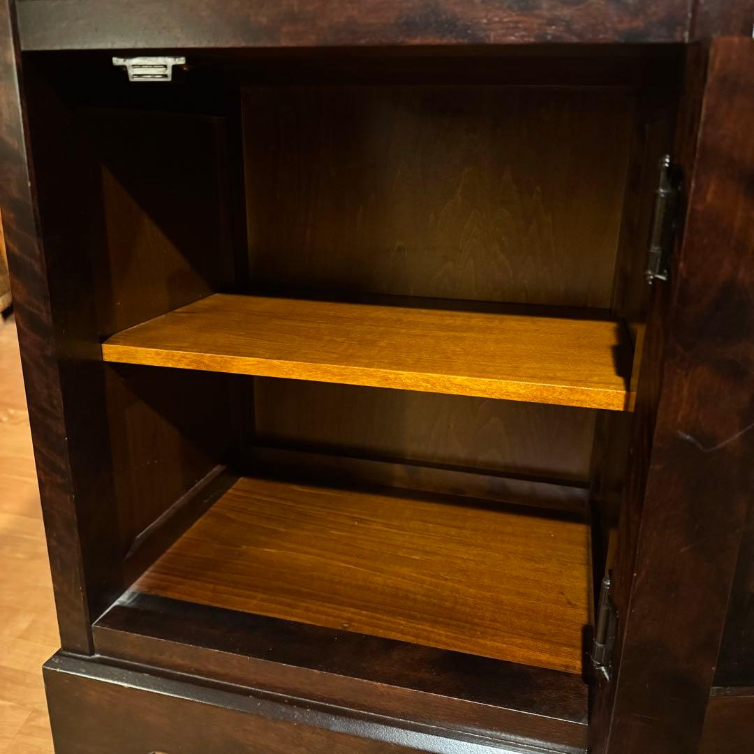 北海道民芸家具 カバ無垢材 ヴィンテージ 電話台 サイドテーブル 飾り台 花台