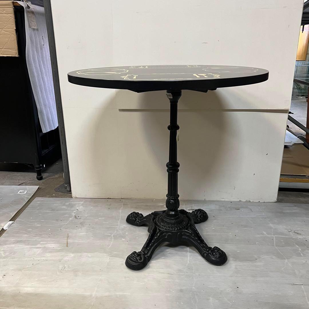 カフェテーブル　ラウンド　アンティーク調　アイアン　ブラック　お洒落　引取り限定