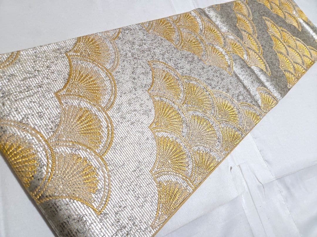 C 京の名工 染匠 越後屋通博 菊青海波 金銀糸 六通 正絹 フォーマルな袋帯