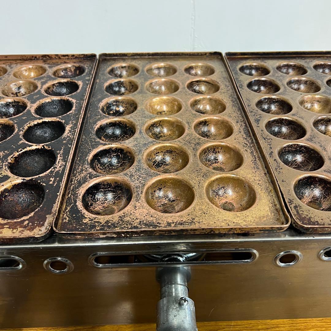 AKS たこ焼き機 3連銅板 プロパンガス用 LPガス 54個焼き