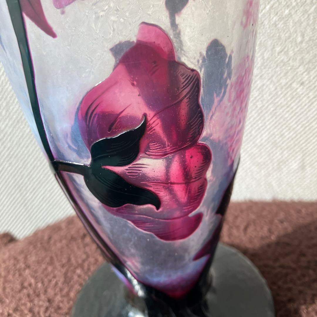 Y*E様 ドーム・ナンシー　花のデザイン ガラス花瓶 黒紫