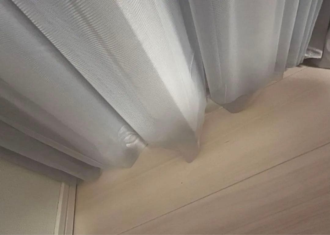 Francfranc チュールバルーン ダブルカーテン ライトグレー ドレープ