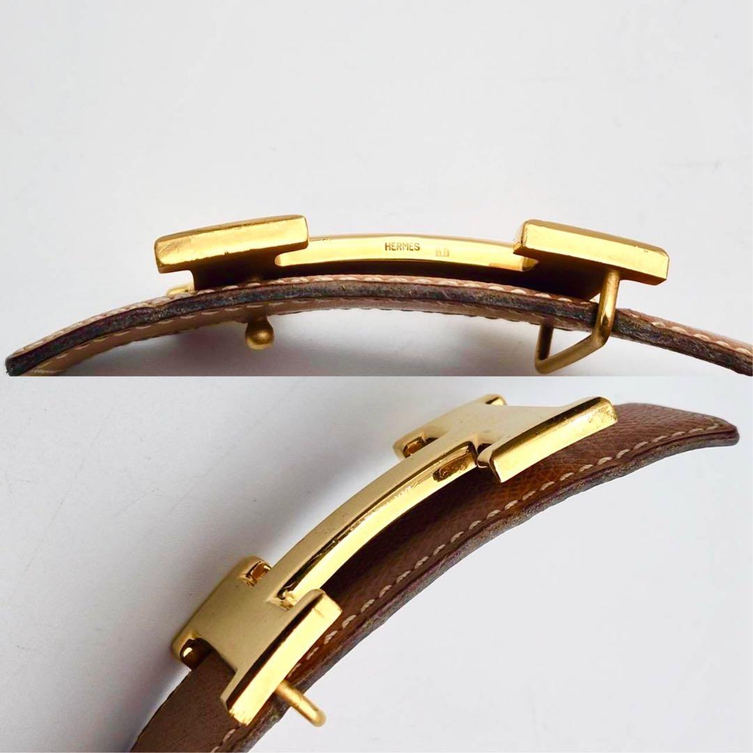 美品✨　エルメス　Hロゴ　コンスタンス　ベルト　ゴールド　キャメル　レザー