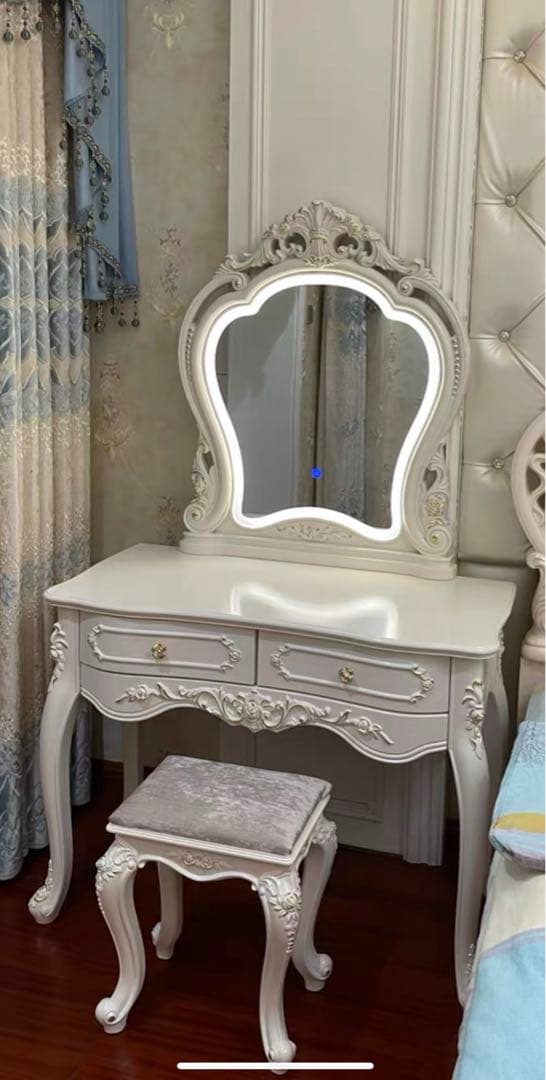 即日発送可能　80cm 大人気　北欧風ドレッサースツールライト セット