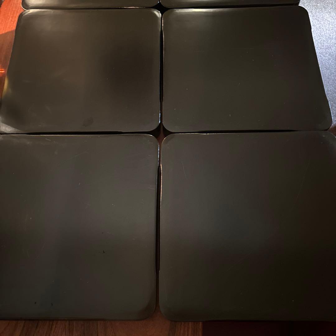 本堅地請合　漆　沈金　お盆×5