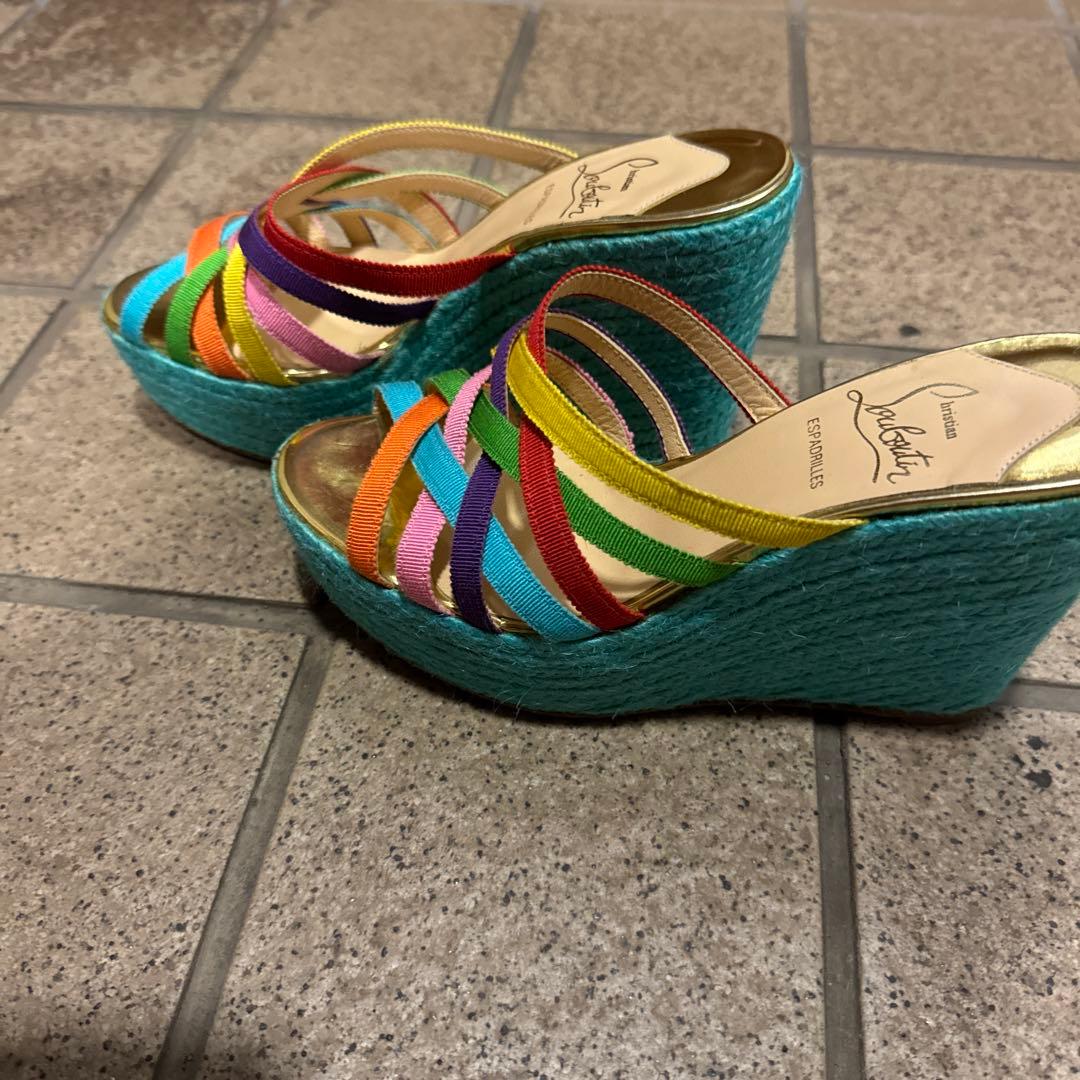Christian Louboutin エスパドリーユ カラフル ウェッジヒール
