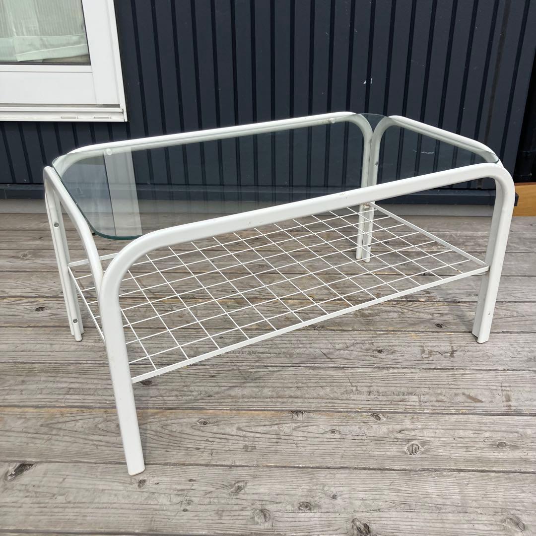 昭和レトロ ミッドセンチュリー アイアンフレーム センターテーブルガラステーブル