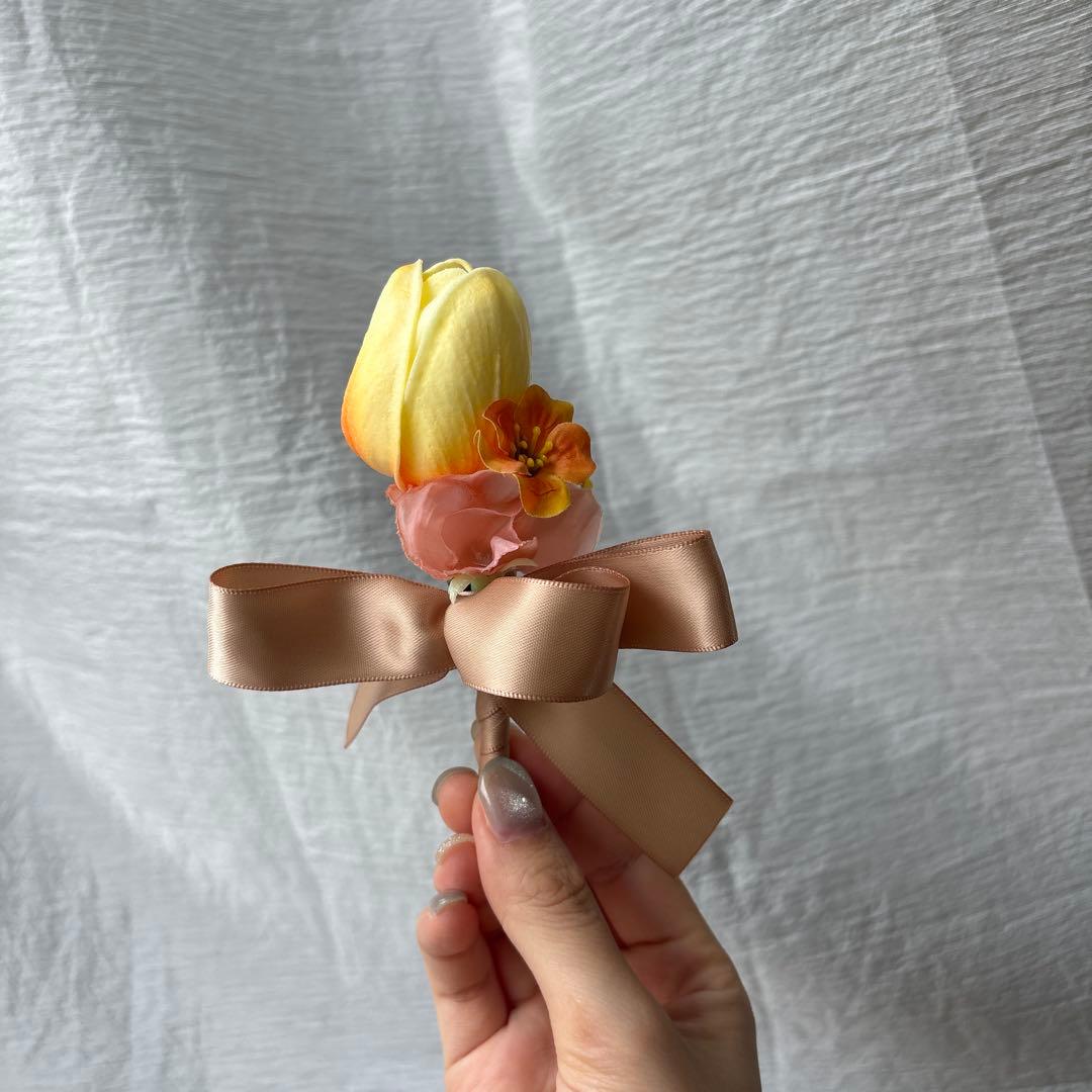 ブーケ ブートニア セット テラコッタ アーティフィシャル