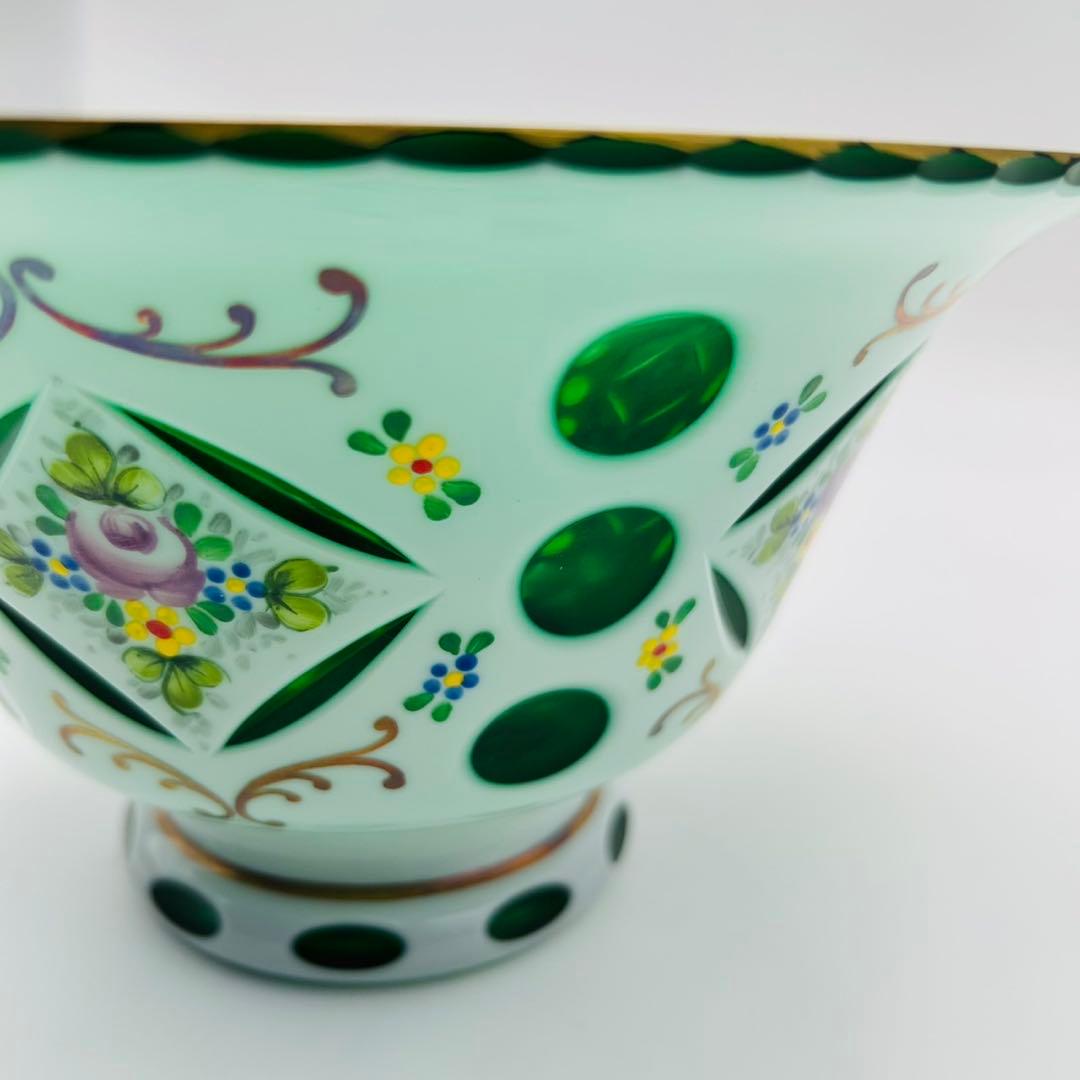 【ボヘミアンガラス　ボウル　キャンディーポット　チェコ】bohemian