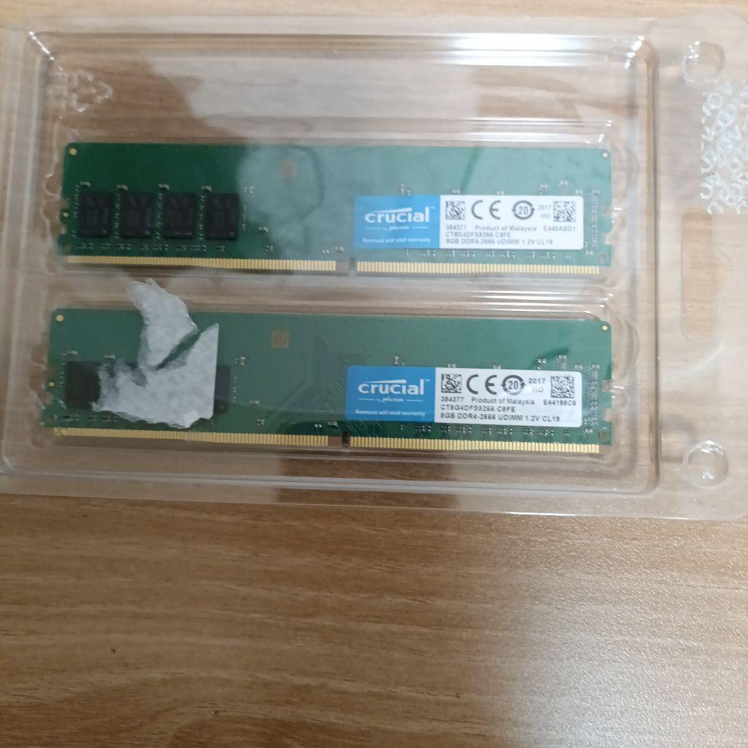 Crucial 8GB DDR4-2666 メモリ×2枚（16GB）
