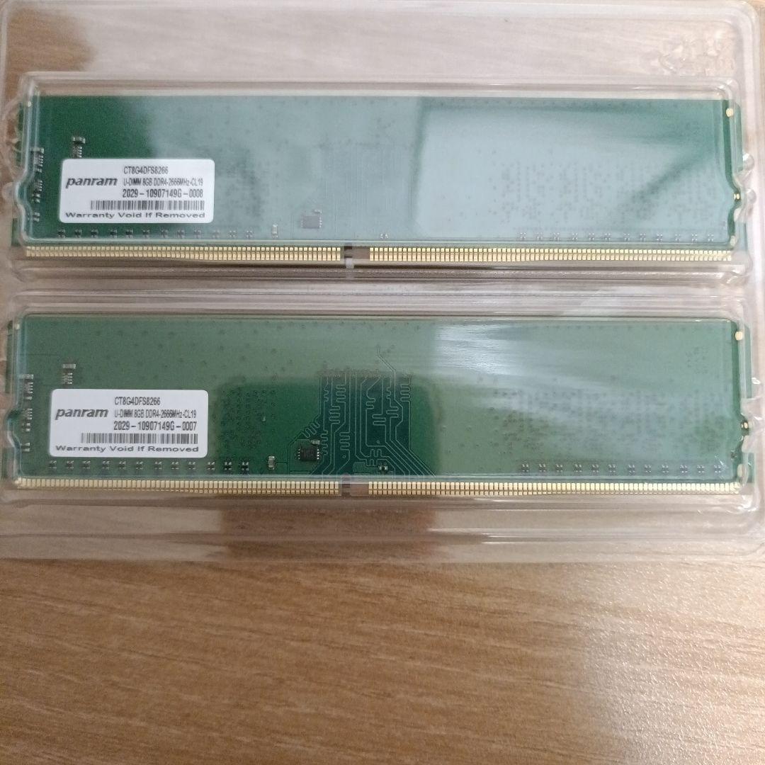 Crucial 8GB DDR4-2666 メモリ×2枚（16GB）