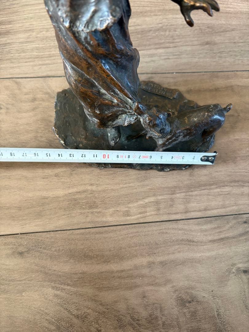 子供と犬のブロンズ彫刻 古銅製 重約1300克