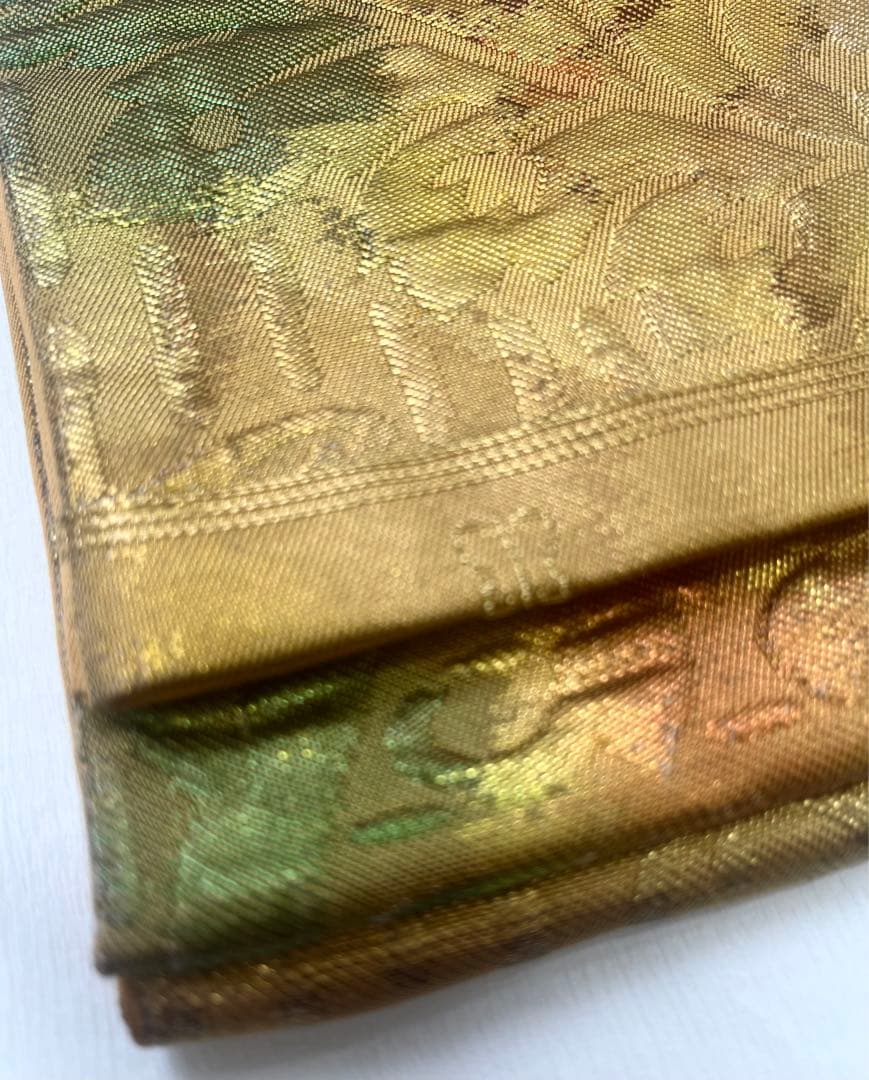 s*k様 川島織物　花柄 袋帯 グリーンのぼかし