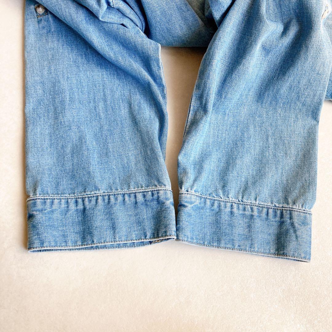 【未使用】レアック コクーン デニムスキッパーシャツ バンドカラー 薄青