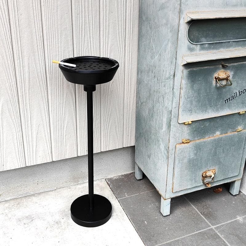 スタンド灰皿 フタ付 おしゃれ マーキュリー マットブラック インテリア 新品