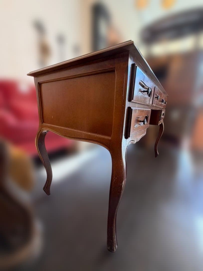 アンティーク調 木製デスク 両袖机 猫脚 引き出し6杯 クラシック 書斎机 作業