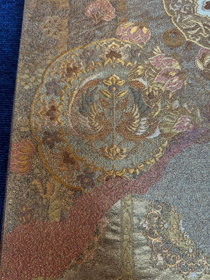 1923 袋帯 古代彫金紋  西陣織   金糸　高級上質上品　約440cm未使用