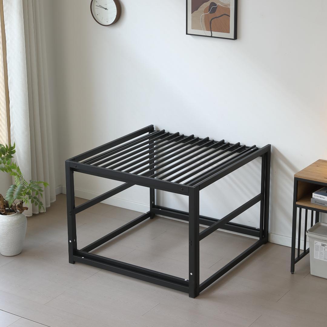 新登場！ハイタイプ伸長式ベッド　シングル　下収納に便利　２WAY　BLACK