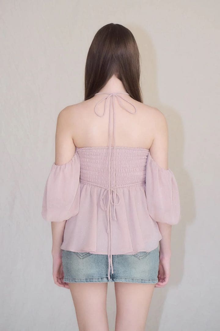 トップス yilon BIJOU OFFSHOULDER BLOUSE