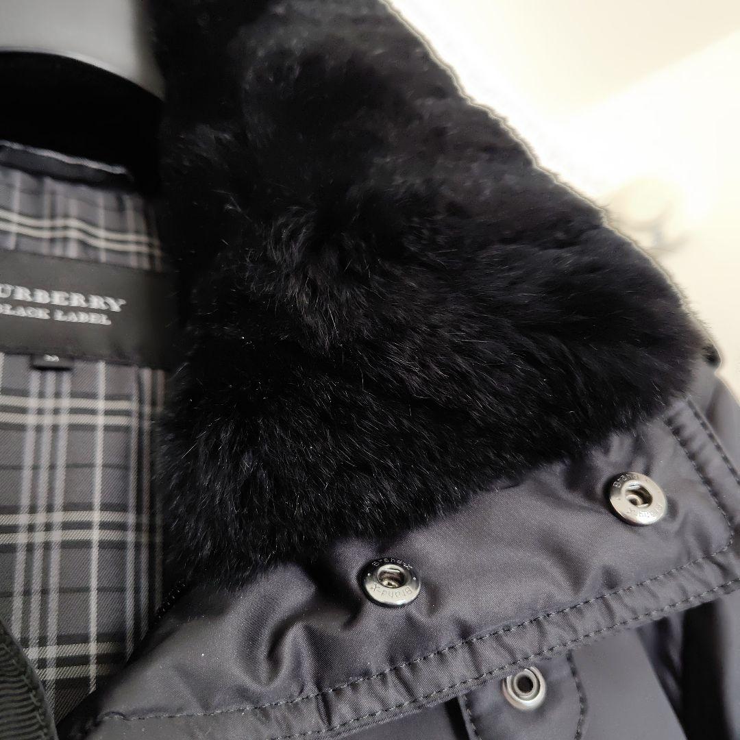 バーバリーブラックレーベル ホワイトグースダウンコート M ノバチェック