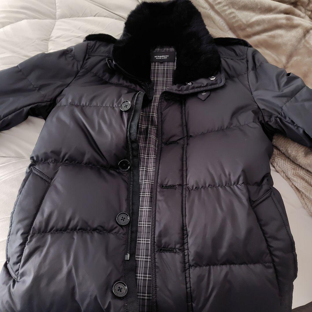 バーバリーブラックレーベル ホワイトグースダウンコート M ノバチェック