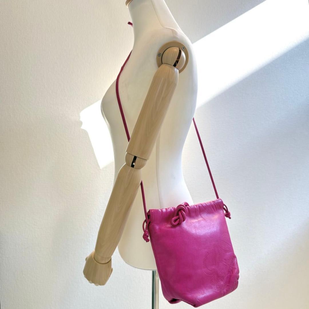 【良品】LOEWE ロエベ　アナグラム　巾着ショルダーバッグ　フラメンコ