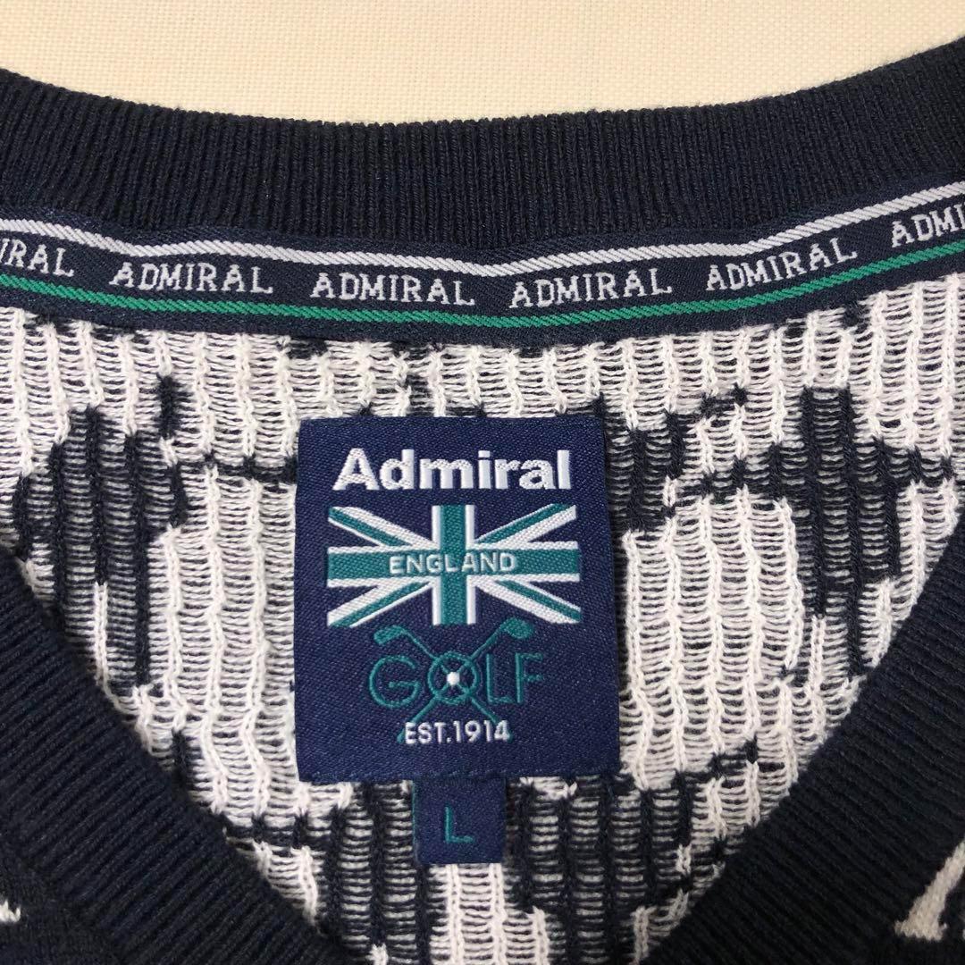 アドミラルゴルフ ビートルズ コラボ ニット ブラック 総柄 Lサイズ