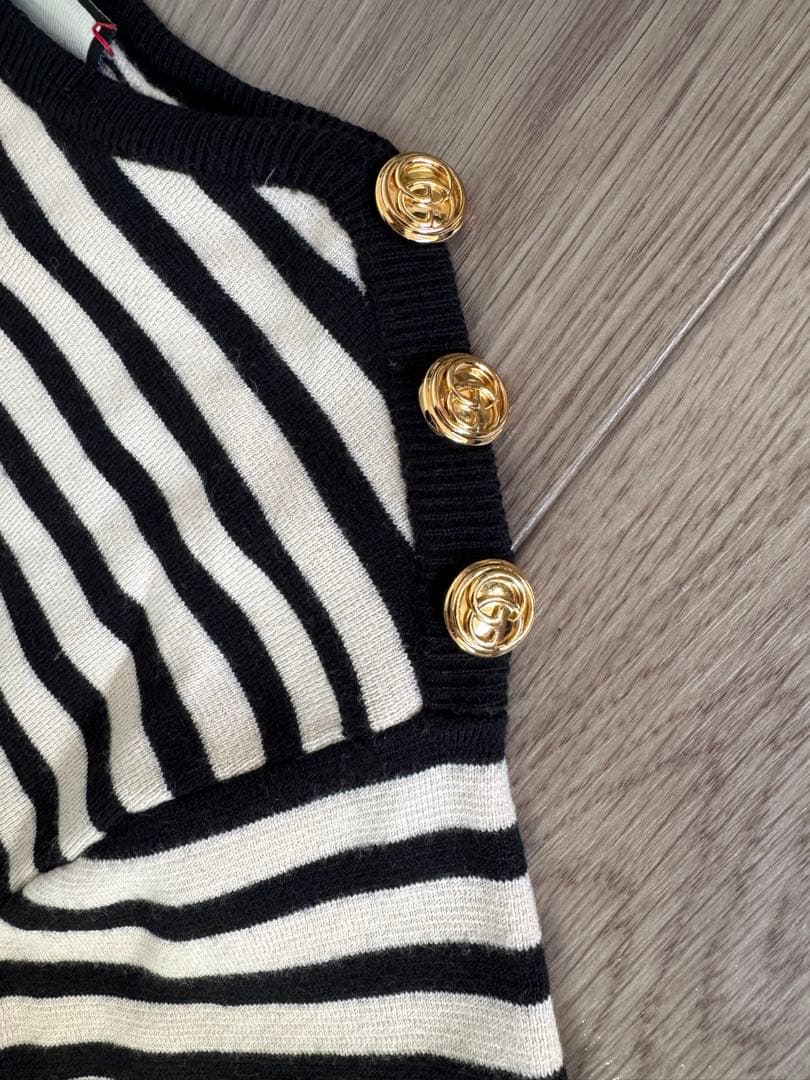 GUCCIニットボーダーワンピース　ベージュXS