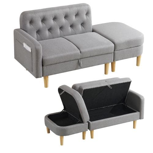 ソファ 2-3人掛け カウチソファ 収納機能 オットマン レイアウト