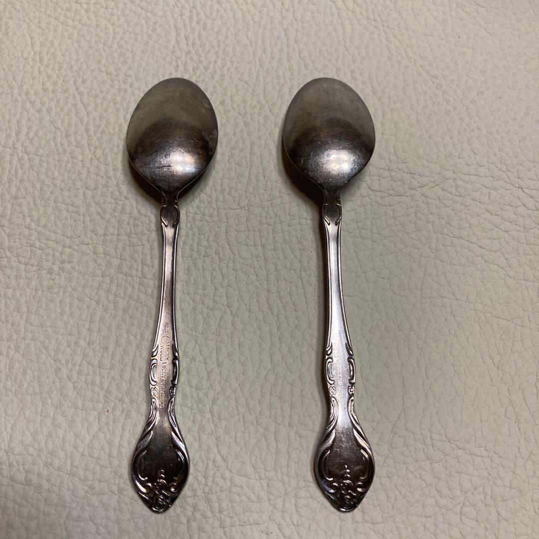 ラッキーウッド　ティースプーン2本LUCKY SILVERED 13.1×2.7