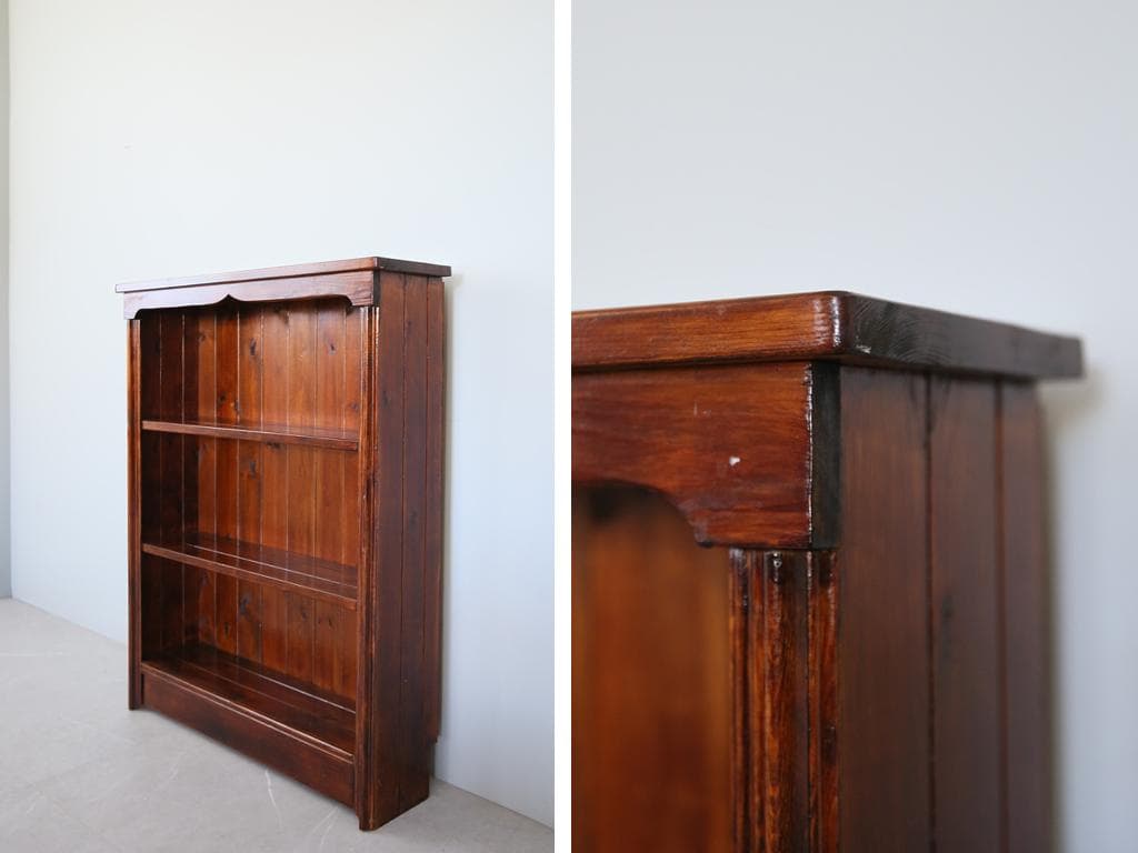 英国アンティーク木製ブックシェルフ/本棚/食器棚/飾り棚/ラック(70-318)