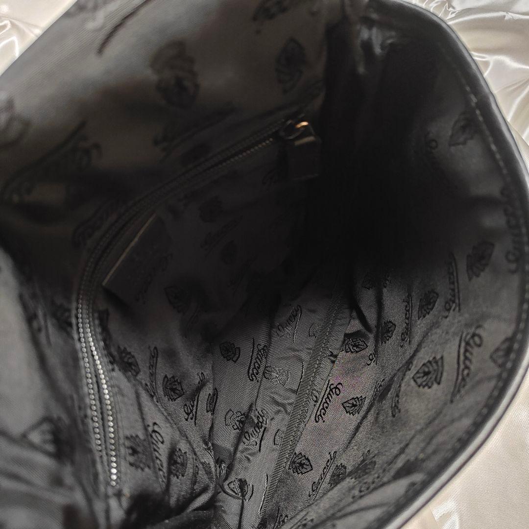 極美品 グッチ ショルダーバッグ GG柄 シマレザー 黒 クロスボディバッグ