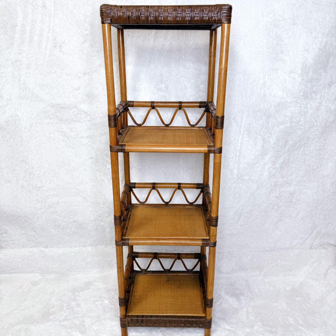 ヴィンテージ　Kazama　籐 ラタン シェルフ シェルフL　4段　自然素材