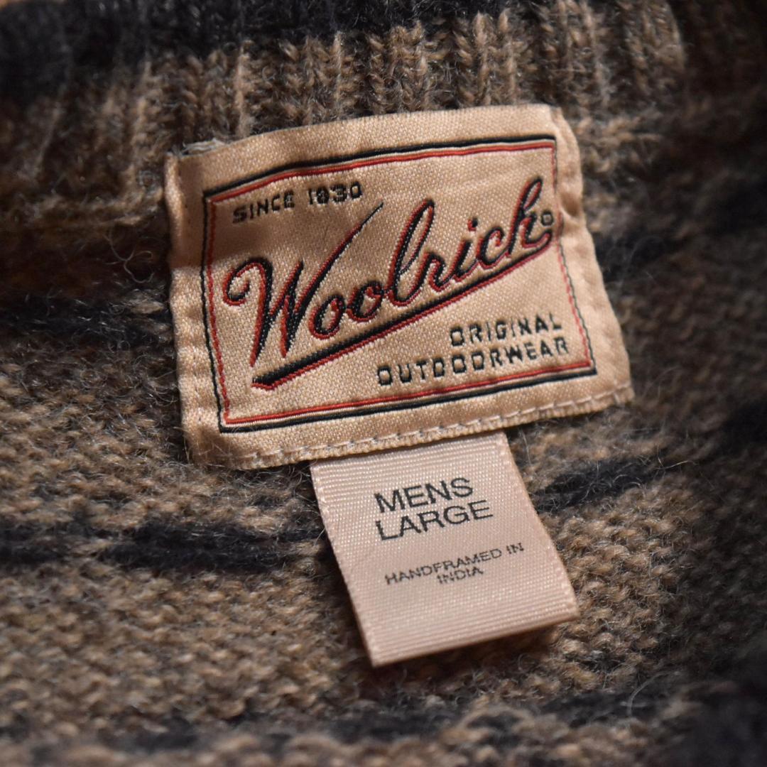 Woolrich バーズアイニットセーター クルーネック ブラウン