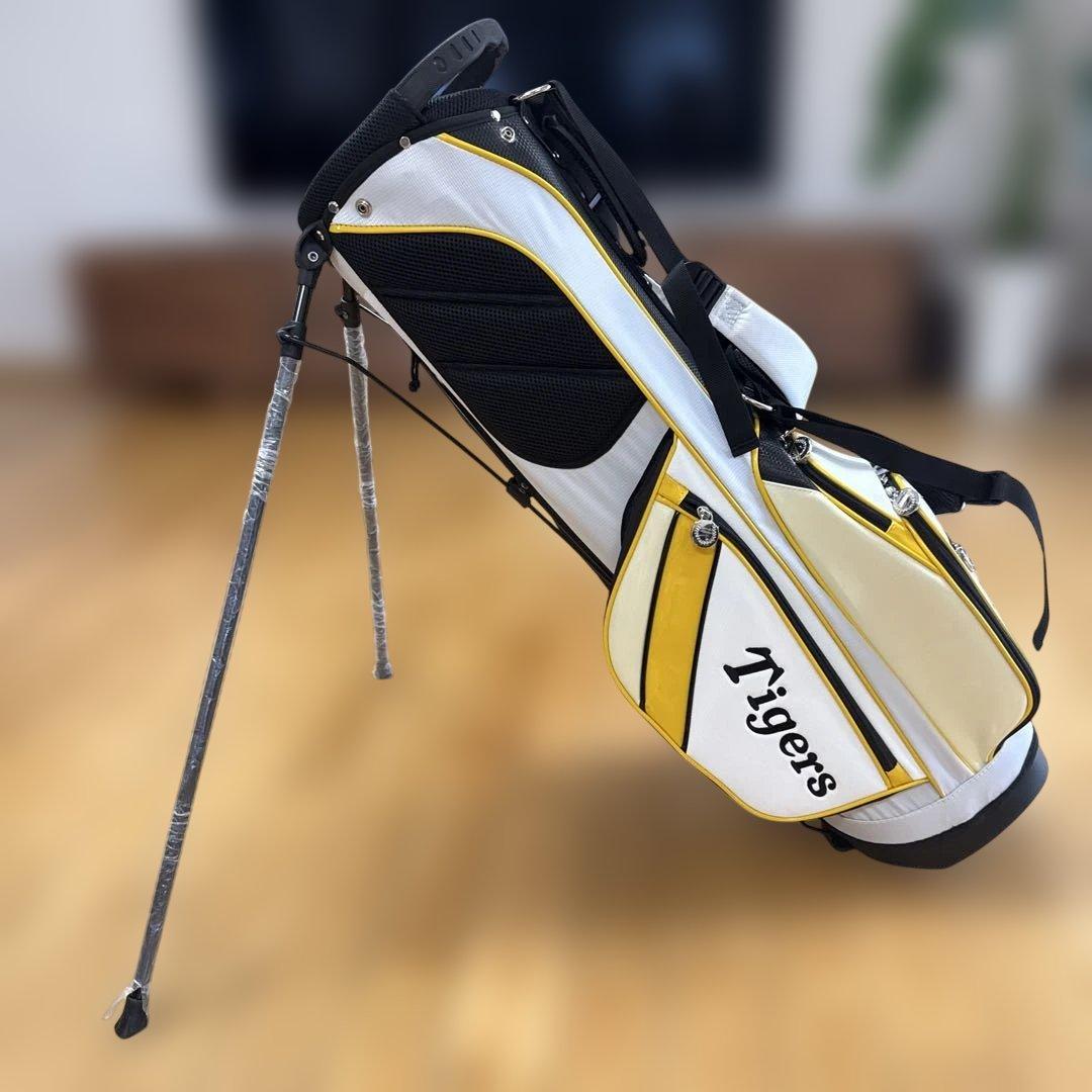阪神　タイガース　 キャディバッグ ホワイト/イエロー　ゴルフバッグ