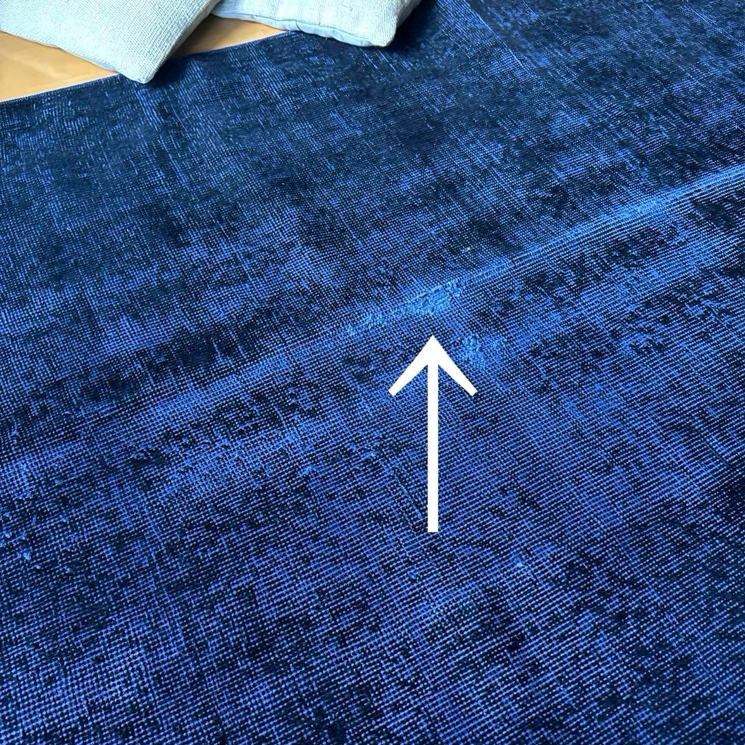 112.5×209藍色オーバーダイ　ワンカラーラグ　トルコヴィンテージラグ