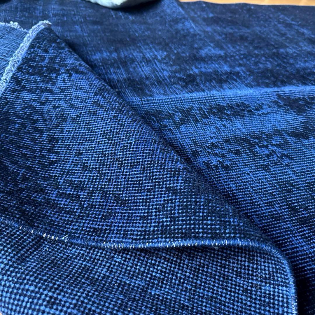 112.5×209藍色オーバーダイ　ワンカラーラグ　トルコヴィンテージラグ