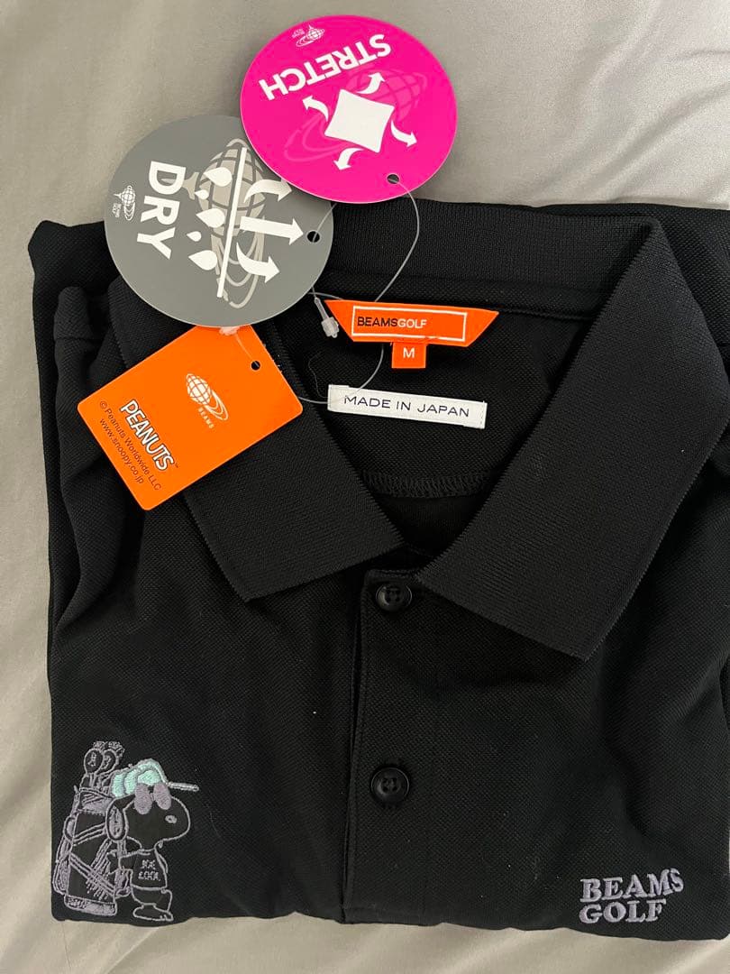 BEAMS GOLF ブラックポロシャツ　スヌーピー