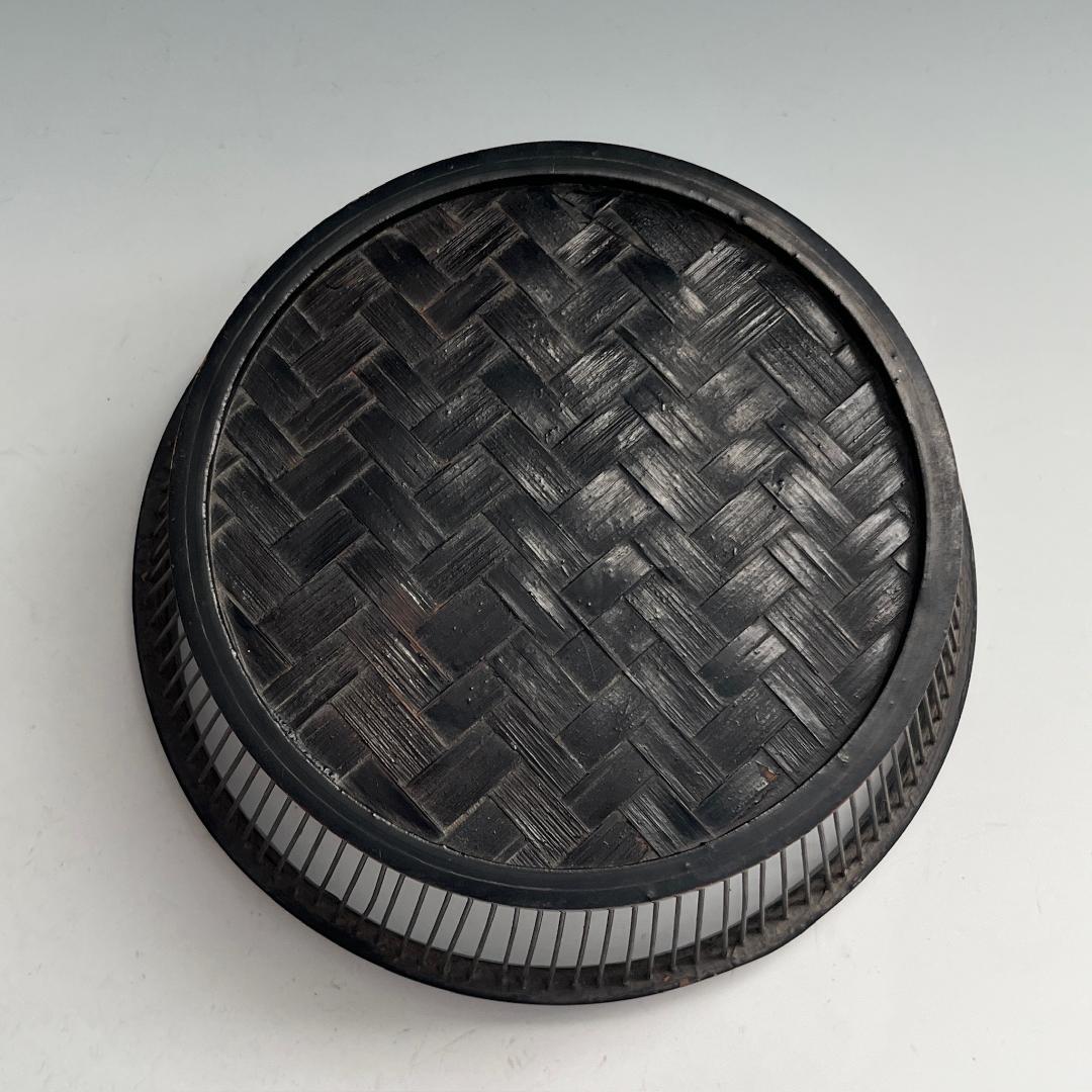 希少 蝶 駿河竹千筋細工 菓子器 明治時代 0.6㍉極小ひご竹細工家蒐集S62