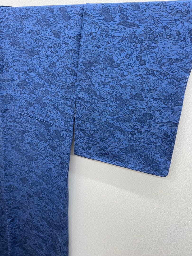 さくら様　　　　未使用しつけ付き　正絹　袷小紋　藍型絵染め