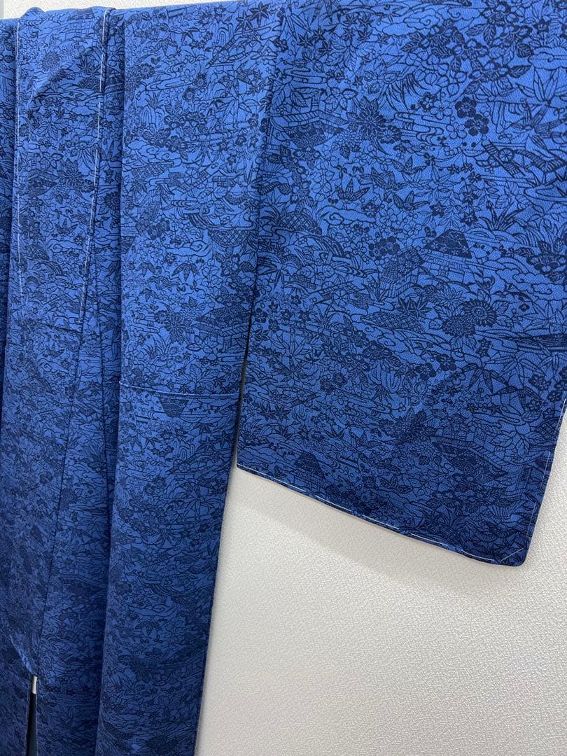 さくら様　　　　未使用しつけ付き　正絹　袷小紋　藍型絵染め