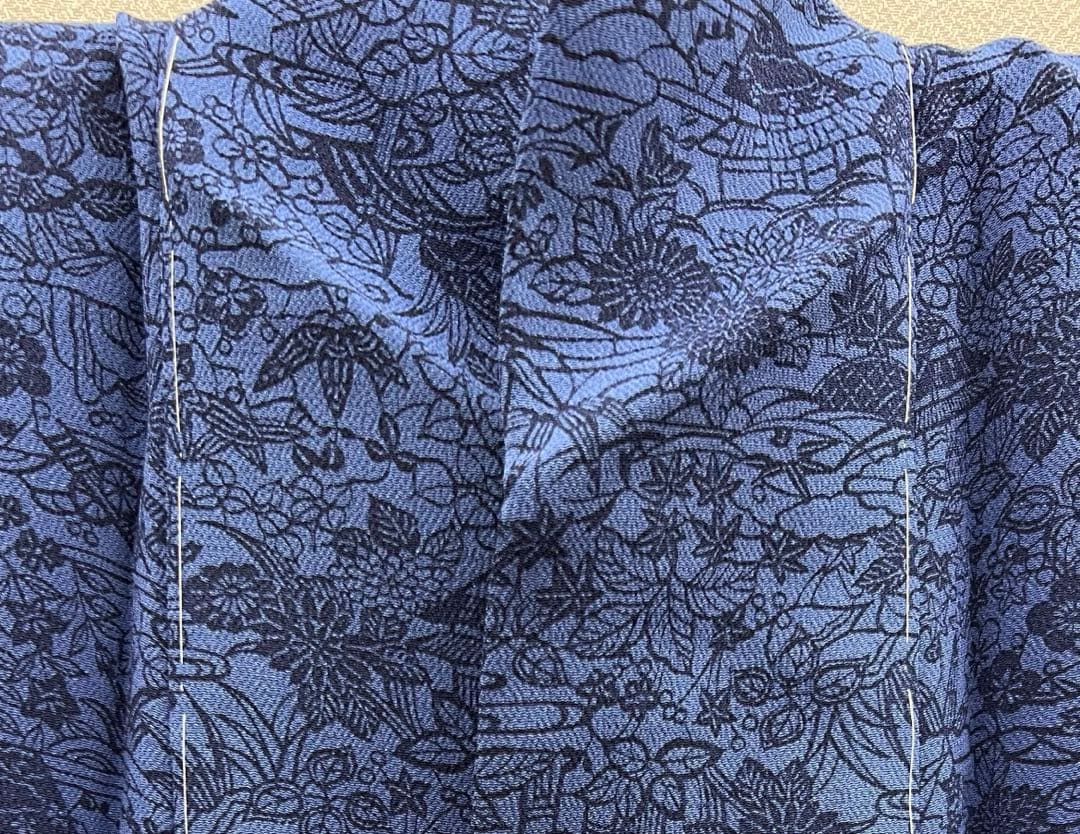 さくら様　　　　未使用しつけ付き　正絹　袷小紋　藍型絵染め