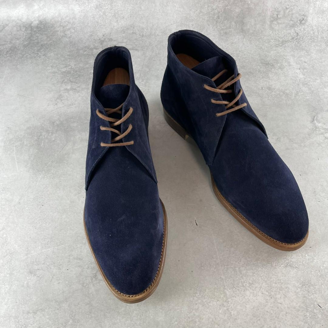 現行・美品　エドワードグリーン 　シャンクリン　スエード　チャッカブーツ　紺色