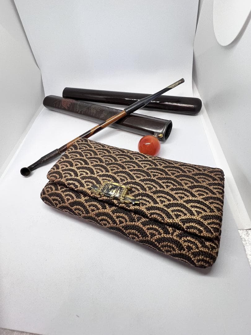 煙草入れ　かます　差し　江戸期　サガラ織　２組セットで