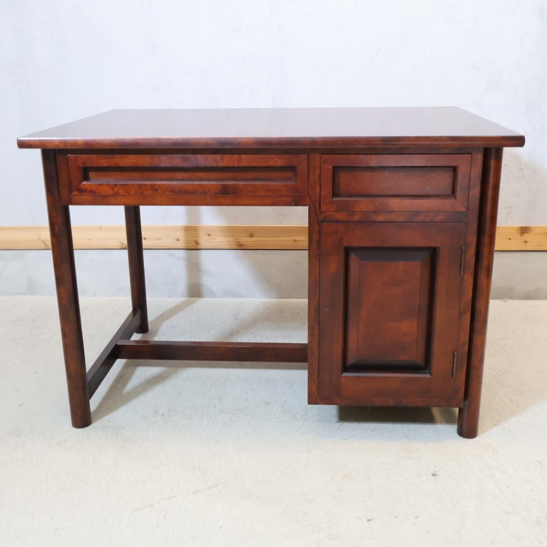 九州民芸家具 つくし工芸 書斎机 袖机 デスク ミズメザクラ無垢材 クラシック