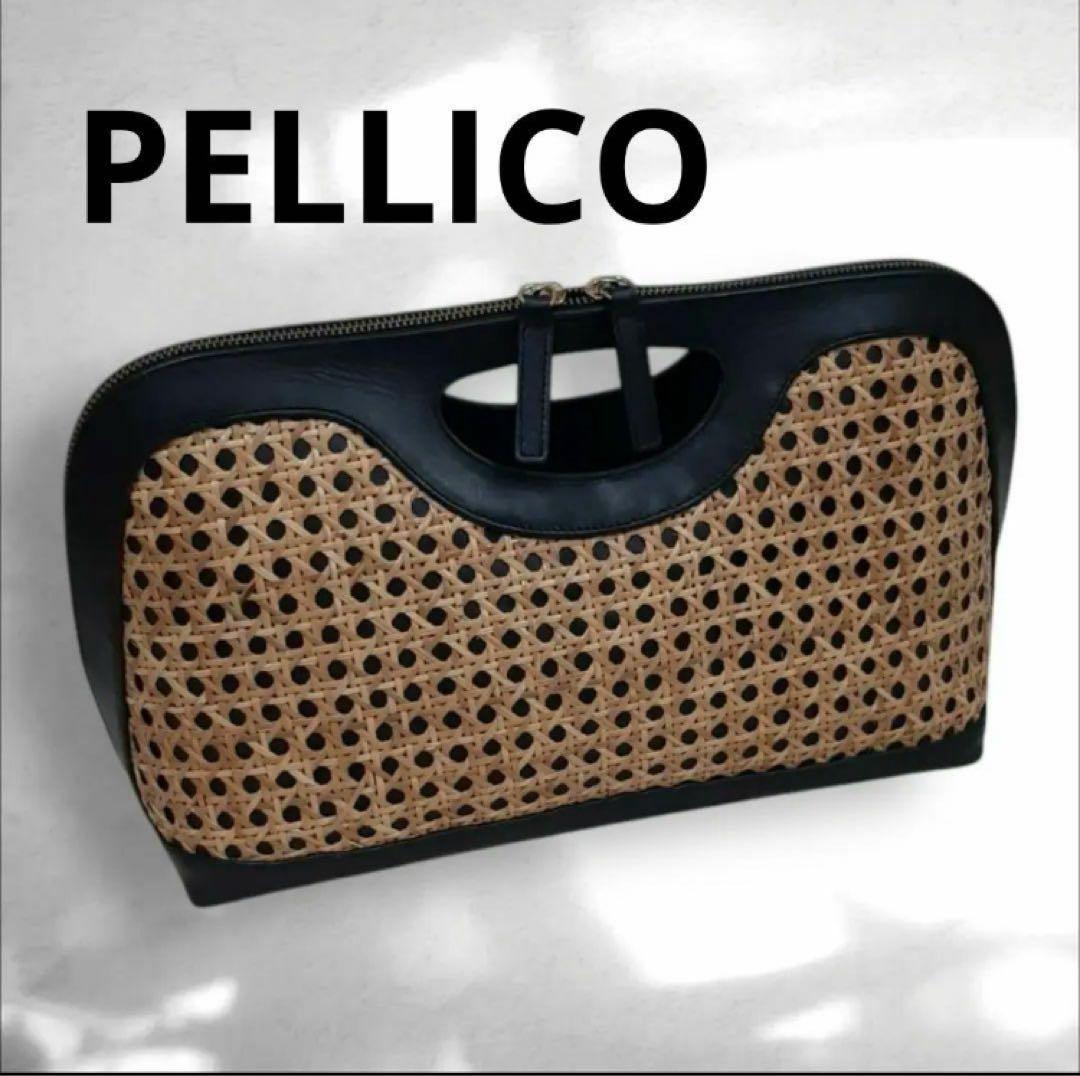 【PELLICO/ペリーコ】 レザー×ラフィア かごバッグ