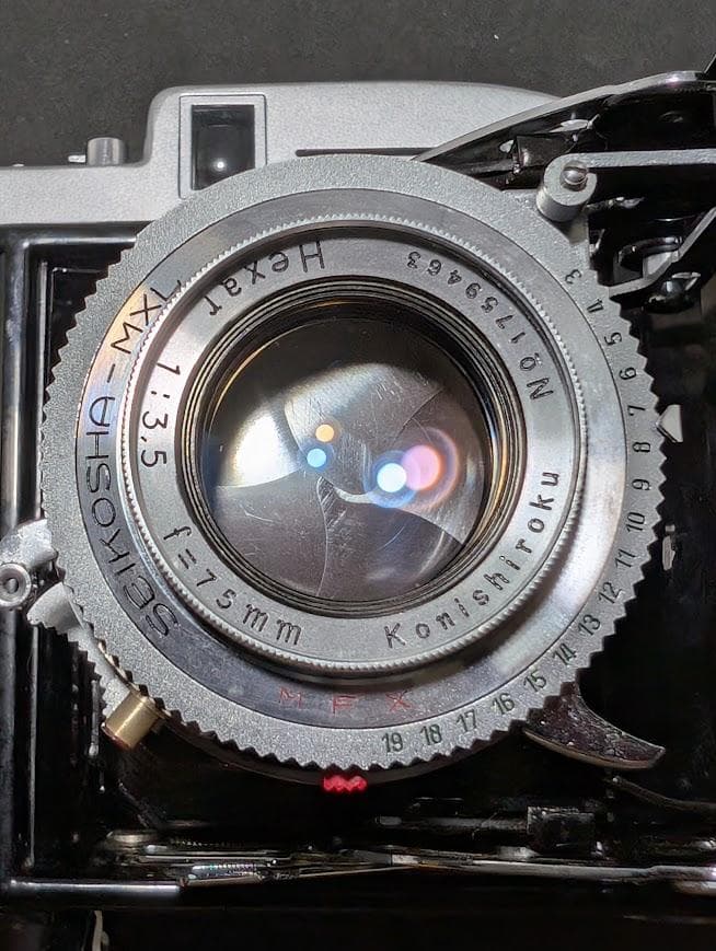 【整備品・美品】 KONICA 小西六 Pearl Ⅲ 蛇腹 中判フィルムカメラ