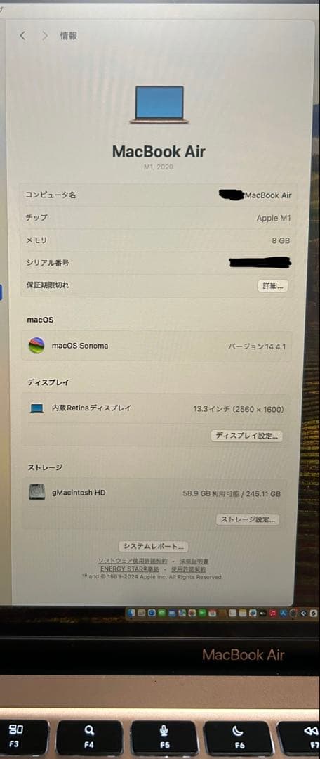 Apple MacBook Air 13インチ ゴールド 本体 充電ケーブル付き